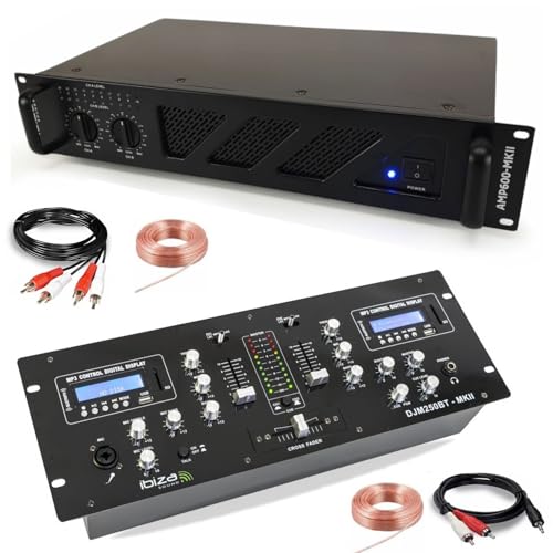 Ibiza - Verstärker für DJ, Ibiza Sound AMP600-MKII, 960 W, Bluetooth-Mixer, DJM250BT-MKII Cinch XLR – Cinch-Kabel mit Klinkenstecker, Lautsprecher im Lieferumfang enthalten Ibiza - Verstärker für DJ, Ibiza Sound AMP600-MKII, 960 W, Bluetooth-Mixer, DJM250BT-MKII Cinch XLR – Cinch-Kabel mit Klinkenstecker, Lautsprecher im Lieferumfang enthalten von Ibiza