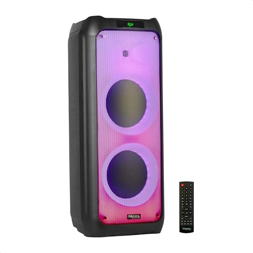 Ibiza - WAVE10-800W/2x10 Lautsprechersystem mit Bluetooth, USB und microSD - Wave LED-Effekt und TWS-Funkverbindung - Schwarz von Ibiza