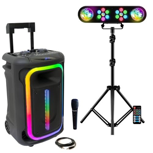Karaoke-Set Bluetooth-Lautsprecher, autonom, USB, tragbar, TWS 800 W, Ibiza MOBILE800, 1 Mikrofon – Standlicht, 2 Projektoren pro 2 Astros Karaoke-Set Bluetooth-Lautsprecher, autonom, USB, tragbar, TWS 800 W, Ibiza MOBILE800, 1 Mikrofon – Standlicht, 2 Projektoren pro 2 Astros von Ibiza