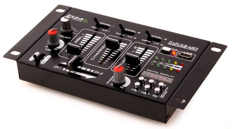 Mischpult, 4-Kanal, USB, Chinch, Equalizer, MX36-D von Ibiza