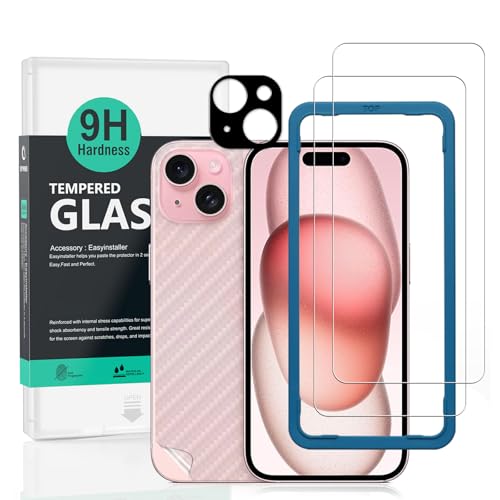 Ibywind 2 Stück Panzer Schutz Glas für Apple iPhone 15 5G 6,1",mit 1 Stück Metall Kameraschutz,1 Stück Rückseitenfolie,9H Härte Schutzfolie,Blasenfrei Ibywind 2 Stück Panzer Schutz Glas für Apple iPhone 15 5G 6,1",mit 1 Stück Metall Kameraschutz,1 Stück Rückseitenfolie,9H Härte Schutzfolie,Blasenfrei von Ibywind