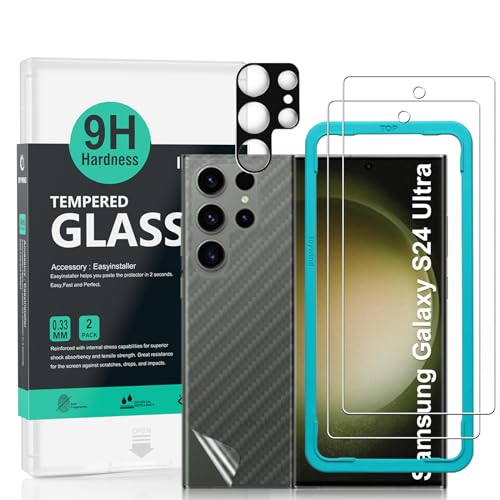 Ibywind 2 Stück Panzer Schutz Glas für Samsung Galaxy S24 Ultra 5G 6.8"(Nicht für das Galaxy S24 5G/Galaxy S24 Plus 5G),mit 1 Stück Kameraschutz,1 Stück Rückseitenfolie,9H Härte Schutzfolie von Ibywind