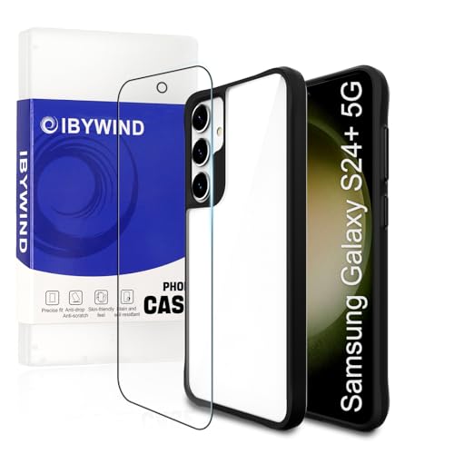 Ibywind Hülle für Samsung Galaxy S24+/S24 Plus 5G,1 Handyhülle mit 1 Tück Panzer Schutz Glas,Stoßfest Verstärkte Ecken TPU Schutzhülle,Rückseite Durchsichtig PC Kratzfest,Nie Vergilbung,Kameraschutz von Ibywind