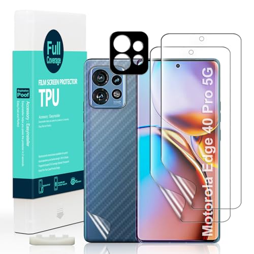 Ibywind Schutzfolie für Motorola Edge 40 Pro 5G(6.67 Zoll),mit 2 Stück flexibler TPU-Folie,mit 1 Stück Metall-Kameraschutz[99,9% HD klar,Case-Friendly,keine Blasen] von Ibywind