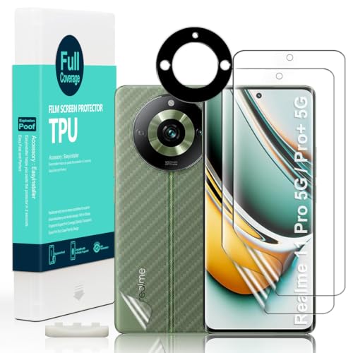Ibywind Schutzfolie für Realme 11 Pro/11 Pro+/11 Pro Plus 5G(6.7 Zoll),mit 2 Stück Flexibler TPU-Folie,mit 1 Stück Metall-Kameraschutz[99,9% HD klar,Case-Friendly,Keine Blasen] von Ibywind