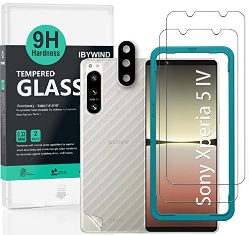 Ibywind Schutzfolie für Sony Xperia 5 IV 5G(6,1 Zoll),mit 2 Stück gehärtetem Glas,1 Stück Kameraobjektivschutz,1 Stück Kohlefaser-Rückseite [Fingerabdruckleser,keine Blasen] von Ibywind