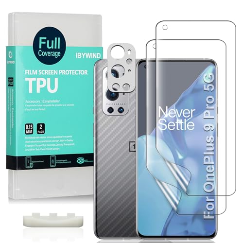 Ibywind Schutzfolie kompatibel mit OnePlus 9 Pro 5G(6.7"),[Kamera Schutzfolie Metall Material][Carbon Fiber Folie für die Rückseite][Fingerabdruck kompatibel][Blasenfrei] von Ibywind