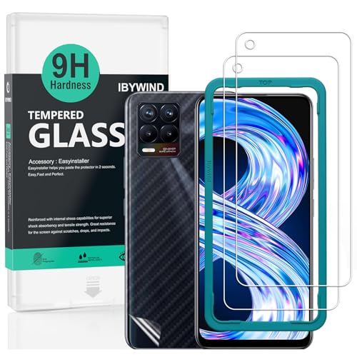 Ibywind Schutzfolie kompatibel mit Realme 8/8 Pro 4G 6.4", Carbon Fiber Skin für die Rückseite,Inklusive Easy Install Kit (Zentrierrahmen) von Ibywind