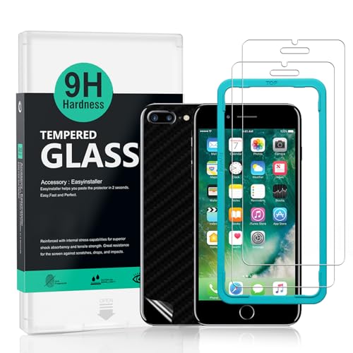 Ibywind schutzfolie kompatibel mit iPhone 7 Plus/8 Plus 5.5",Carbon Fiber Skin für die Rückseite,Inklusive Easy Install Kit (Zentrierrahmen) von Ibywind