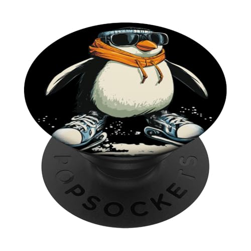 Gleiten Sie in den Winterspaß mit diesem Skating-Pinguin-Kostüm PopSockets Klebender PopGrip von Ice Skating Penguin