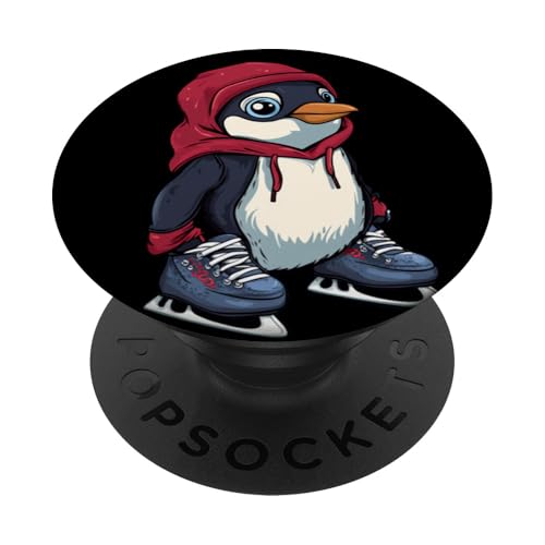 Hübsches Pinguin-Outfit für Eisläufer-Jungen und Mädchen PopSockets Klebender PopGrip von Ice Skating Penguin