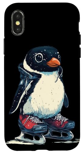 Lustiger Eislauf-Pinguin in Aktion für Wintertänzer Hülle für iPhone X/XS von Ice Skating Penguin