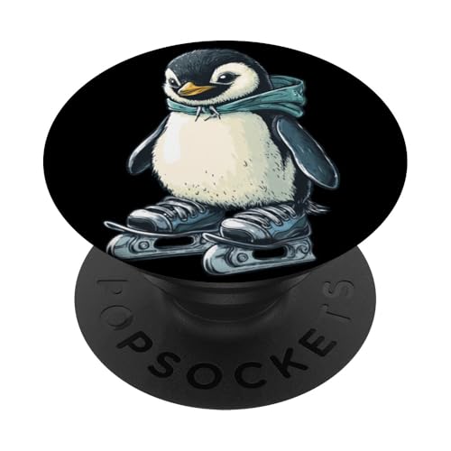 Nice Penguin skatet mit Winterspaß in Skateschuhen davon PopSockets Klebender PopGrip von Ice Skating Penguin