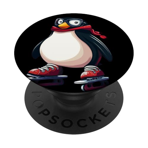 Toller Skating-Pinguin-Anhänger für einen lustigen Winter auf Eis PopSockets Klebender PopGrip von Ice Skating Penguin