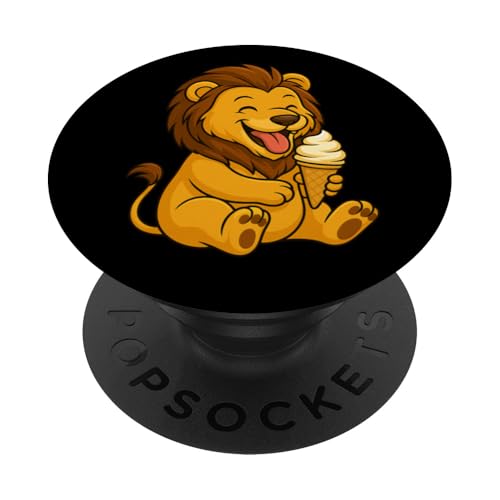 Löwe Eiscreme Zoo Tierliebhaber Kawaii Jungen Mädchen Kinder PopSockets Klebender PopGrip von IceCreamAxis1