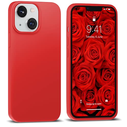 IceSword Schutzhülle für iPhone 13 Mini – Silikon-Handyhüllen, ultradünn, weich, stoßfest, schützend, weiches kratzfestes Mikrofaserfutter, 13,7 cm (5,4 Zoll), niedliches, cooles mattes Orange-Rot von IceSword