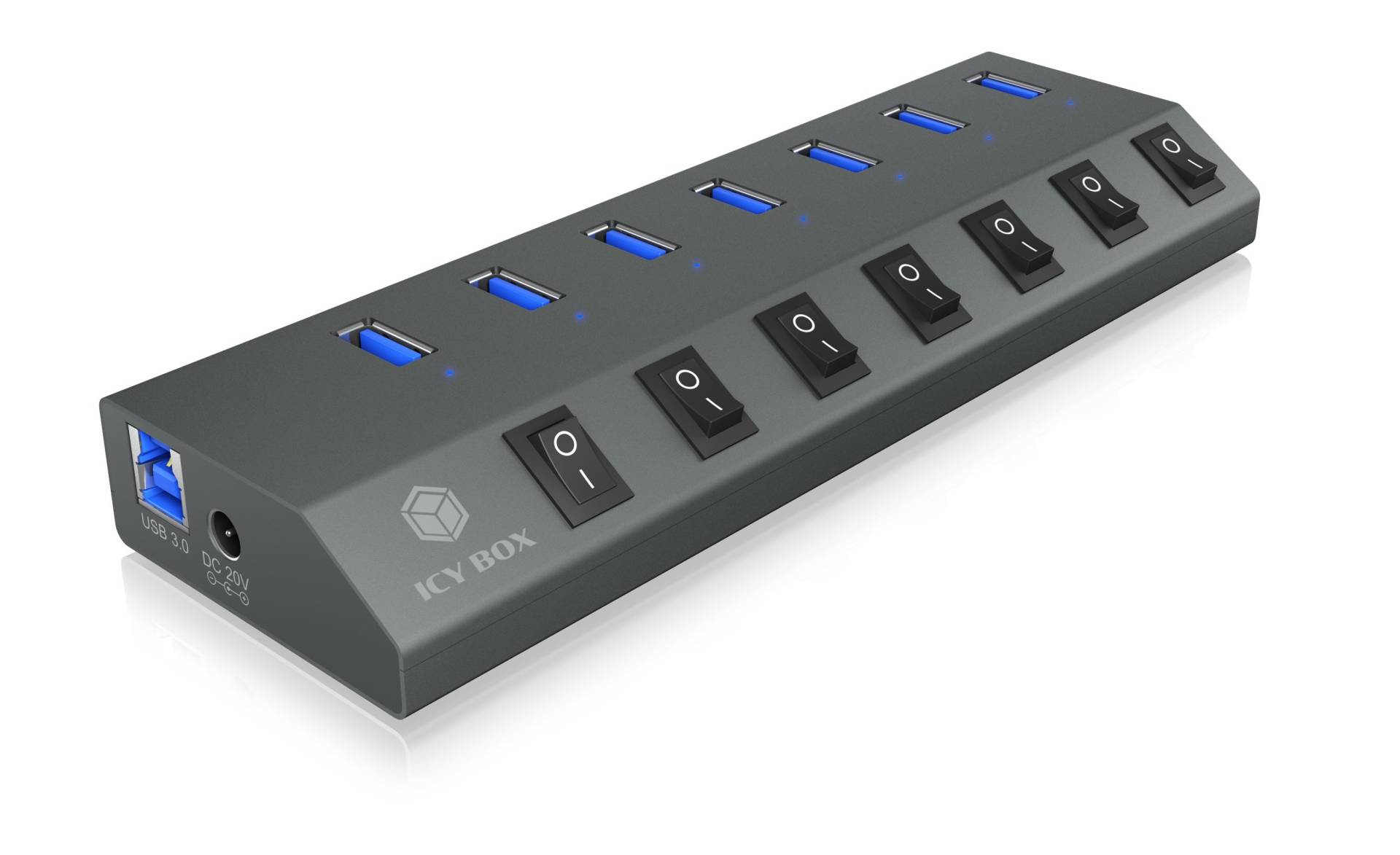 ICY BOX 7 Port Hub mit USB 3.0 Type-C und Type-A Anschluss und BC 1.2 unterstützung von Icy Box