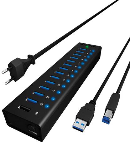 ICY BOX IB-AC6113 13 Port USB 3.2 Gen 1-Hub (USB 3.0) Schwarz von Icy Box