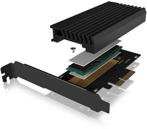 ICY BOX IB-PCI214M2-HSL 1 Port M.2 Controller PCIe x4 Passend für (SSD): M.2 PCIe NVMe SSD Passive von Icy Box