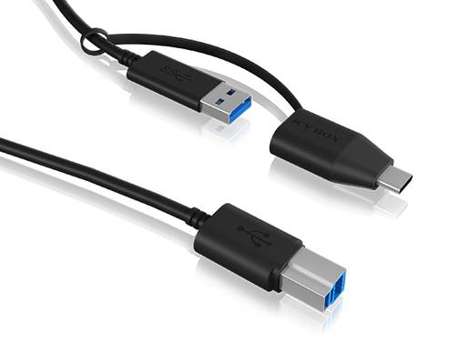 ICY BOX USB-Kabel USB 3.2 Gen1 (USB 3.0 / USB 3.1 Gen1) USB-C® Stecker, USB-A Stecker, USB-B Stecke von Icy Box
