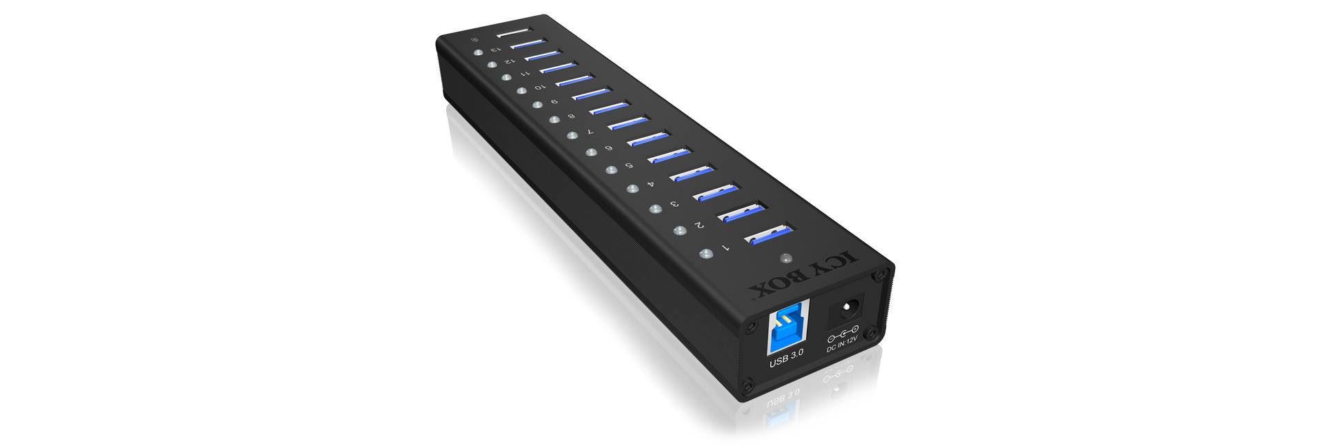 ICY BOX aktiver 13-Port USB 3.0 Hub im Aluminium-Gehäuse von Icy Box