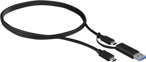 USB 3.2 (Gen 2) USB-C zu USB-C Kabel + USB-C zu USB-A Adapter, full featured, 10 Gbit/s, schwarz (IB-CB031) von Icy Box