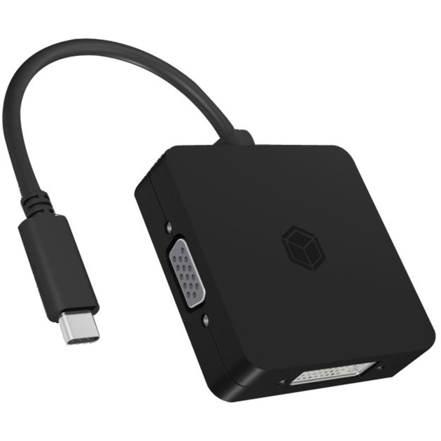 USB Adapter IB-DK1104-C, USB-C Stecker > VGA + DVI + HDMI + DisplayPort Buchse von Icy Box