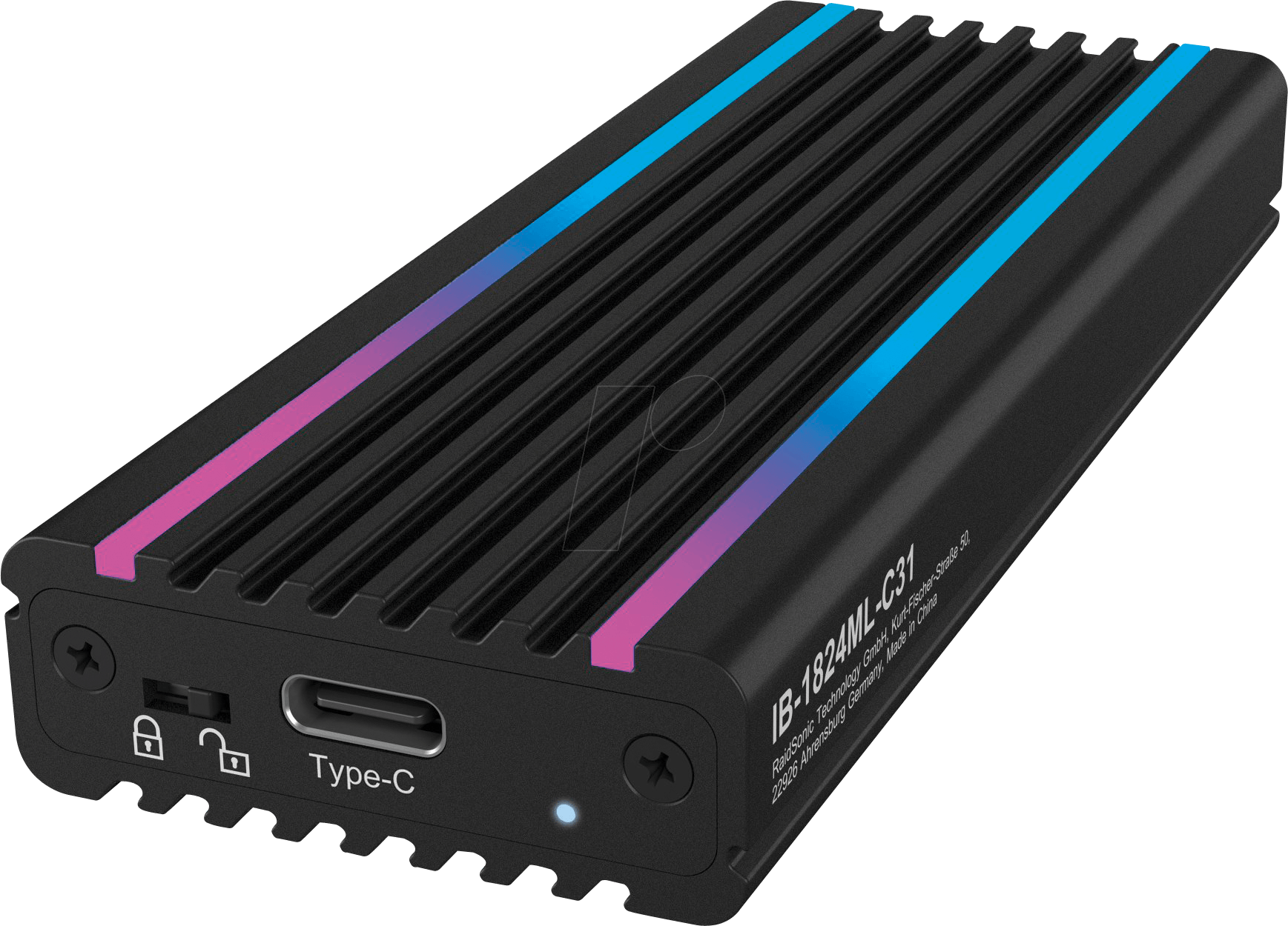 ICY IB-1824MLC31 - Externes M.2 NVMe SSD Gehäuse, USB 3.1 Typ-C - RGB von Icybox