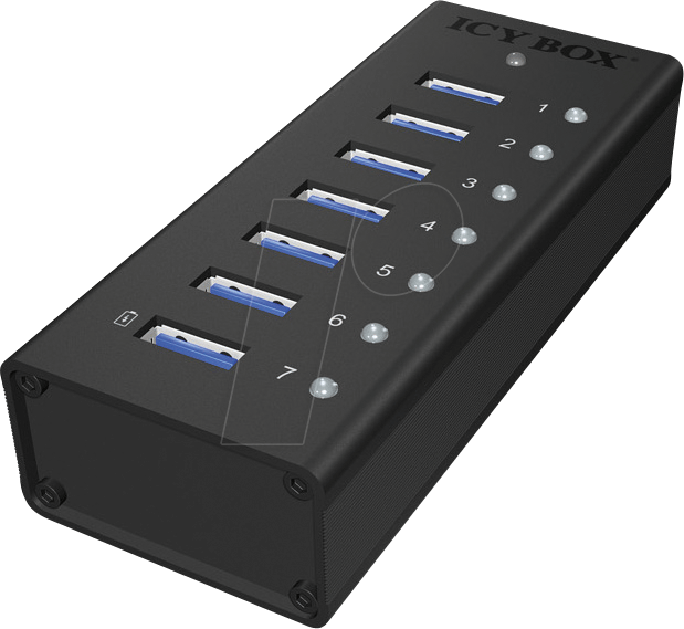 ICY IB-AC618 - USB 3.0 7-Port Alu Hub mit Netzteil von Icybox