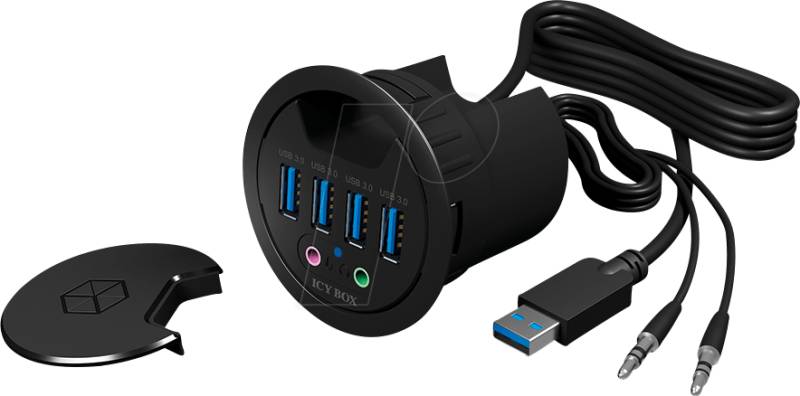 ICY IB-HUB1403A - USB 3.0 Typ-A 4 Port Desk-Hub + Audio von Icybox