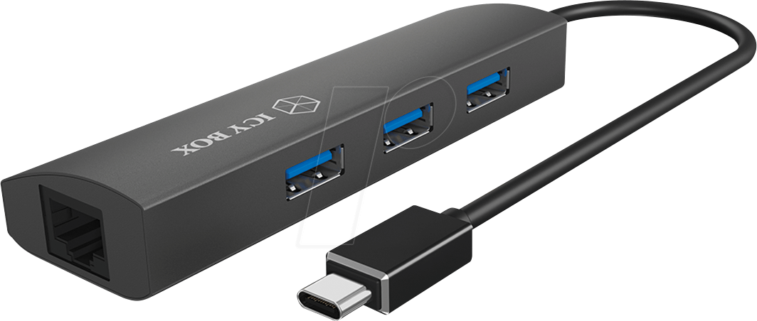 ICY IB-HUB1406-C - USB 3.0 Typ-C, 3 Port Hub USB Typ-A + Gigabit-LAN von Icybox