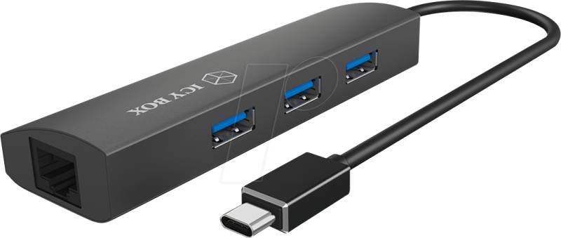ICY IB-HUB1406-C - USB 3.0 Typ-C, 3 Port Hub USB Typ-A + Gigabit-LAN von Icybox