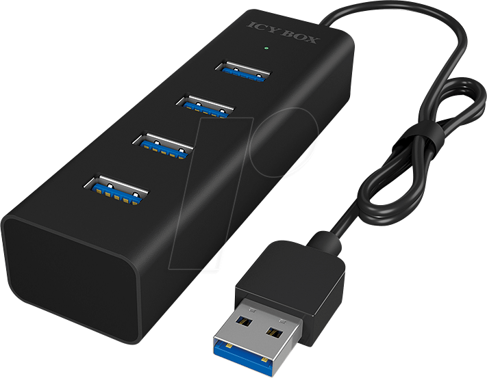 ICY IB-HUB1409U3 - USB 3.0 4-Port Alu Hub, schwarz von Icybox