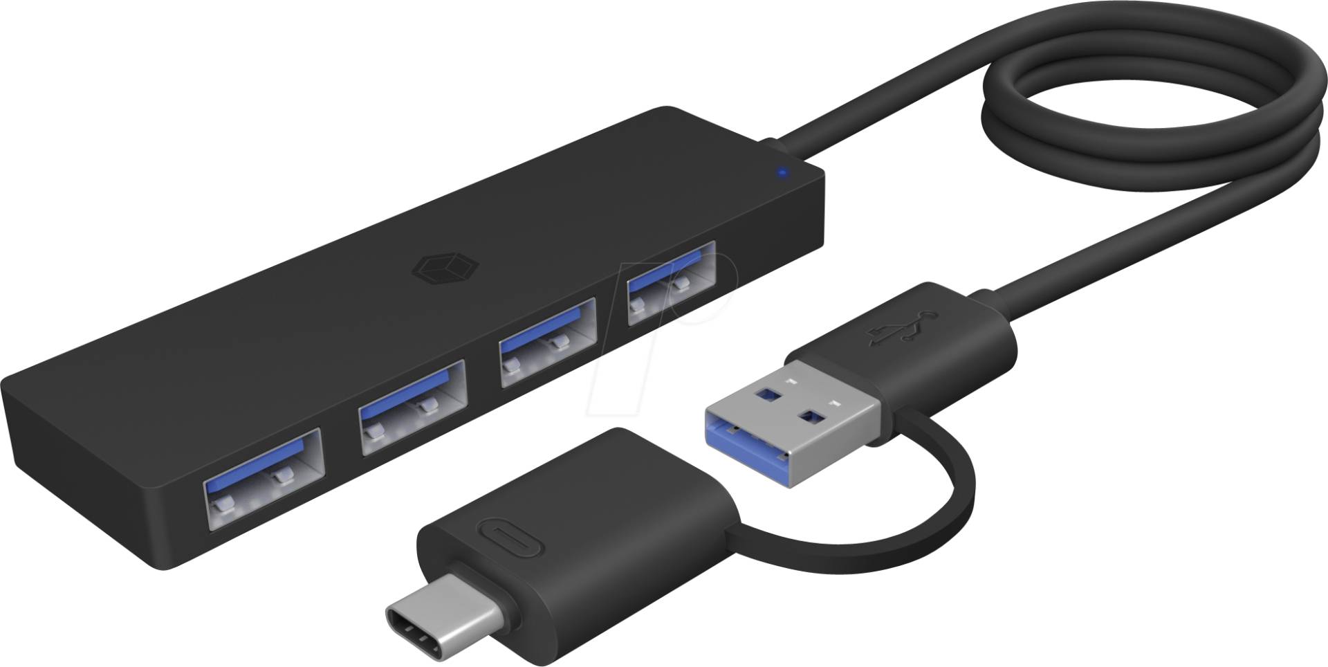 ICY IB-HUB1424C3 - USB 3.0 4-Port Hub, 4x A, USB-A/C Anschlusskabel von Icybox