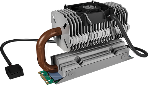 ICY IB-M2HSF-705 - Heatpipe Kühler für M.2 SSD, schwenkbar, PWM von Icybox