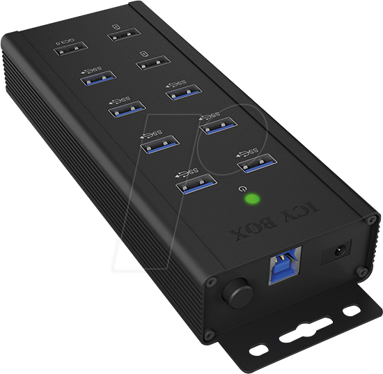 ICY IBHUB1703QC3 - USB 3.0, 7 Port Industrie-Hub, 1x QC 3.0, 2x Schnelllade von Icybox