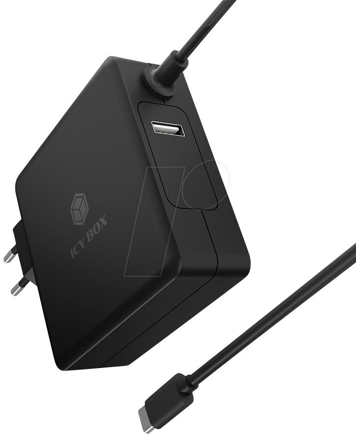 ICY PS101-PD - USB-Ladegerät, 90 W, 5 - 20 V, 1x USB-C, 1x USB-A, schwarz von Icybox