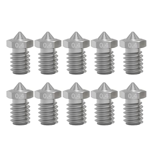 IdeaFormer 10 Stück 0,4mm E3D V6 Nozzle 3D Drucker Edelstahl Düse Set, V6 Extruder Nozzles für Anycubic i3 Mega/Kobra Neo/Go für Prusa i3 MK3 3D Drucker Extruder Zubehör von IdeaFormer