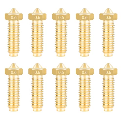 IdeaFormer 10 Stück 0.6mm 3D Drucker Messing Düse, Extruder Kobra 2 Brass Nozzle Set für 1.75mm Filament für Anycubic Kobra 2, Kobra 2 Pro, Kobra 2 Neo, Kobra 2 Plus, Kobra 2 Max 3D Drucker von IdeaFormer