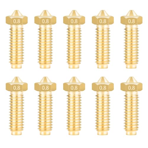 IdeaFormer 10 Stück 0.8mm Messing Düsen für Anycubic Kobra 2, Extruder Brass Nozzle Set für Anycubic Kobra 2, Kobra 2 Pro, Kobra 2 Neo, Kobra 2 Plus, Kobra 2 Max 3D Drucker Düse von IdeaFormer