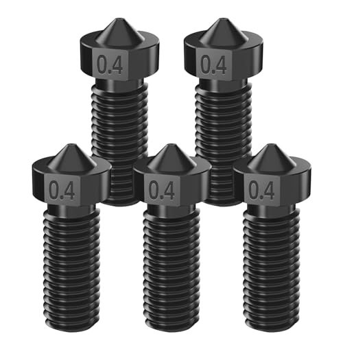 IdeaFormer 5 Stück Hardened Steel Volcano Nozzle 0.4mm, Volcano Düse Gehärtetem Stahl 3D Drucker Extruder Hotend Nozzles für Artillery Sidewinder X1/X2 /Genius für Anycubic Vyper/Kobra Plus/Kobra Max von IdeaFormer