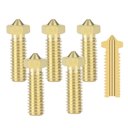 IdeaFormer 5 Stück Messing Volcano Düse 0,4 mm 3D Drucker Düsen Nozzle Volcano Set für E3D Volcano Hotend für Artillery Sidewinder X1/X2 /Genius für Anycubic Vyper/Kobra Plus/Kobra Max ersatzteile von IdeaFormer