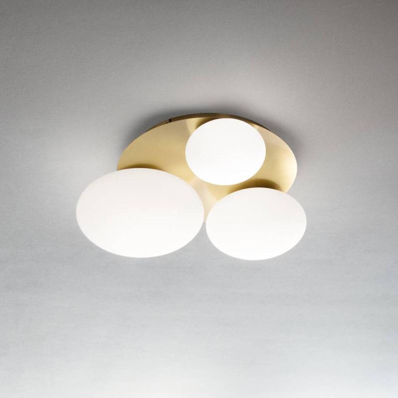 Ideal Lux Deckenlampe Ninfea, messingfarben, Opalglas, 3flg. von Ideallux