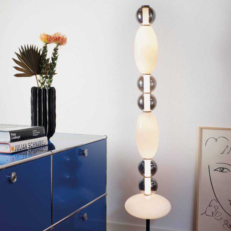 Ideal Lux LED-Stehlampe Lumiere, Glas opal/grau, Höhe 155 cm von Ideallux