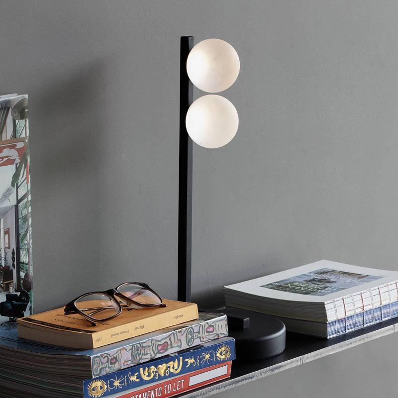 Ideal Lux LED-Tischlampe Ping Pong schwarz 2-flg Glas Metall von Ideallux