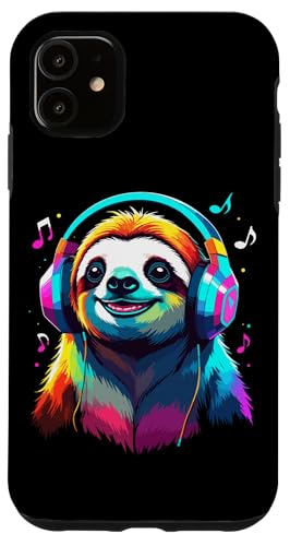 Faultier Mit Kopfhörern, Bunte Digitale Kunst Musik Faultier Hülle für iPhone 11 von Ideen Für Faultier-liebhaber & Faultier-zubehör