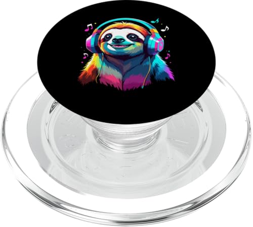 Faultier Mit Kopfhörern, Bunte Digitale Kunst Musik Faultier PopSockets PopGrip für MagSafe von Ideen Für Faultier-liebhaber & Faultier-zubehör