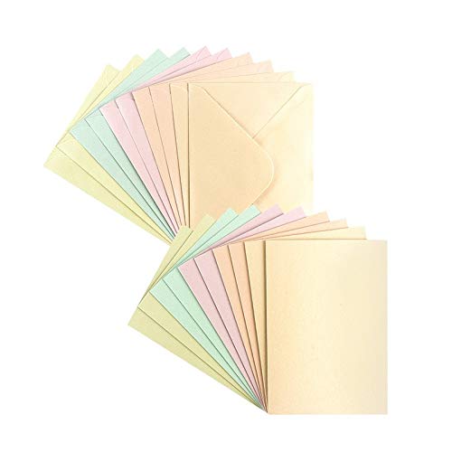 Ideen mit Herz Grußkarten-Set | Perlmutt-Veredelung | 10 Karten ca. 250 g/m² + 10 Umschläge ca. 120 g/m² | In 5 Pastellfarben | 10,5 cm x 14,8 cm (C6) von Ideen mit Herz