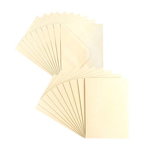 Ideen mit Herz Grußkarten-Set | Perlmutt-Veredelung | 10 Karten ca. 250 g/m² + 10 Umschläge ca. 120 g/m² | In Creme | 11,5 cm x 16,5 cm (B6) von Ideen mit Herz