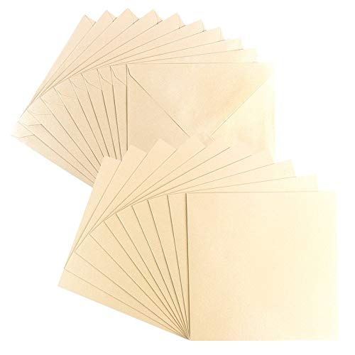 Ideen mit Herz Grußkarten-Set | Perlmutt-Veredelung | 10 Karten ca. 250 g/m² + 10 Umschläge ca. 120 g/m² | In Creme | 16 cm x 16 cm von Ideen mit Herz